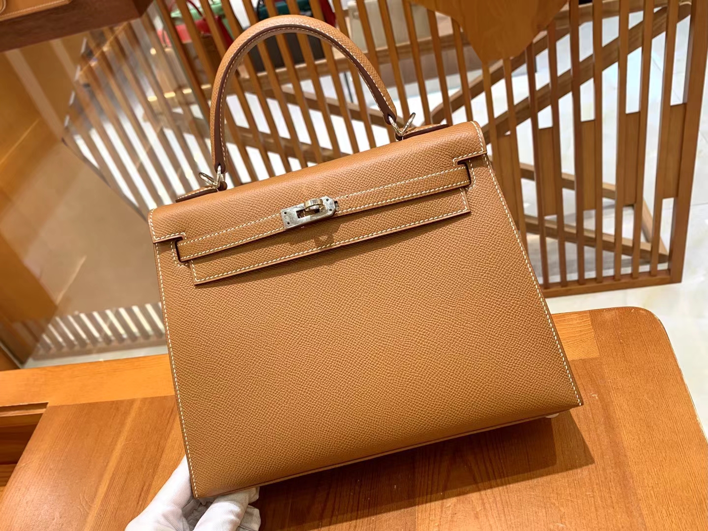HERMES 爱马仕 kelly 25 Epsom CK37 金棕色
