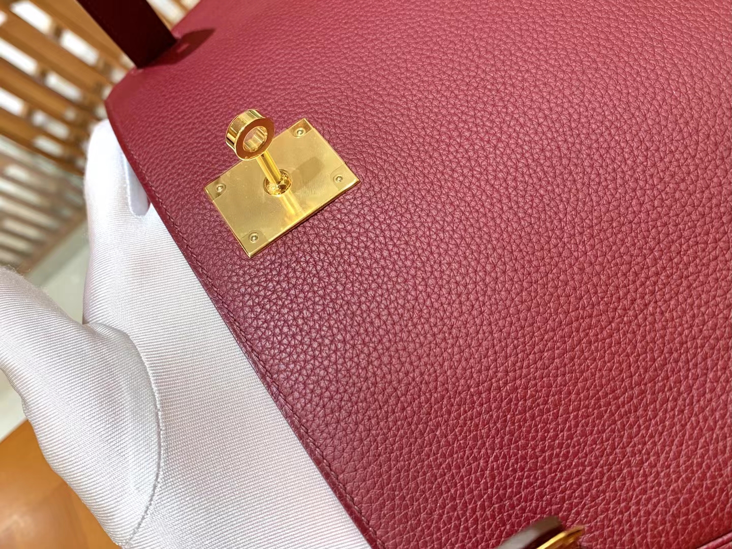 HERMES 爱马仕 kelly 25 Togo F5 Bourgogne酒红色