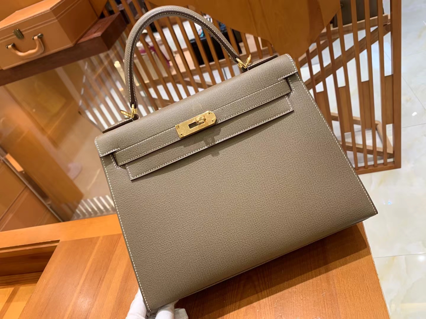 HERMES 爱马仕 kelly 28 Epsom 8C Gri Elephant 大象灰