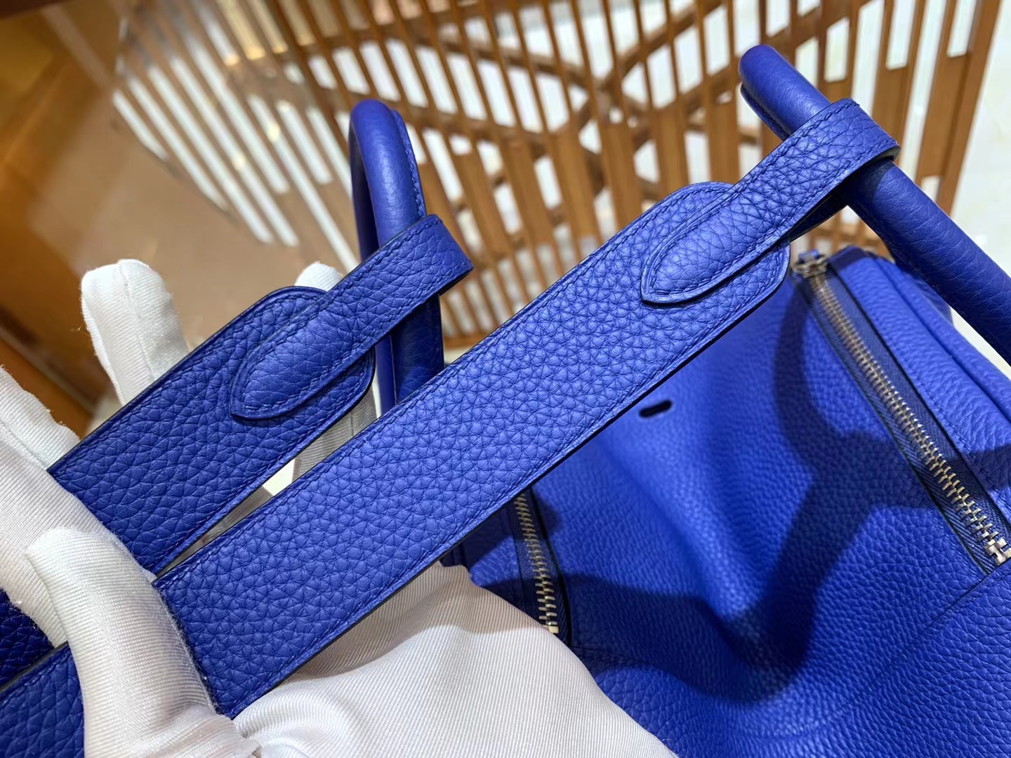 HERMES 爱马仕 Lindy 30cm 7T Bleu electrique电光蓝 进口TC大牛皮 银扣 进口蜜蜡线 全手工制作