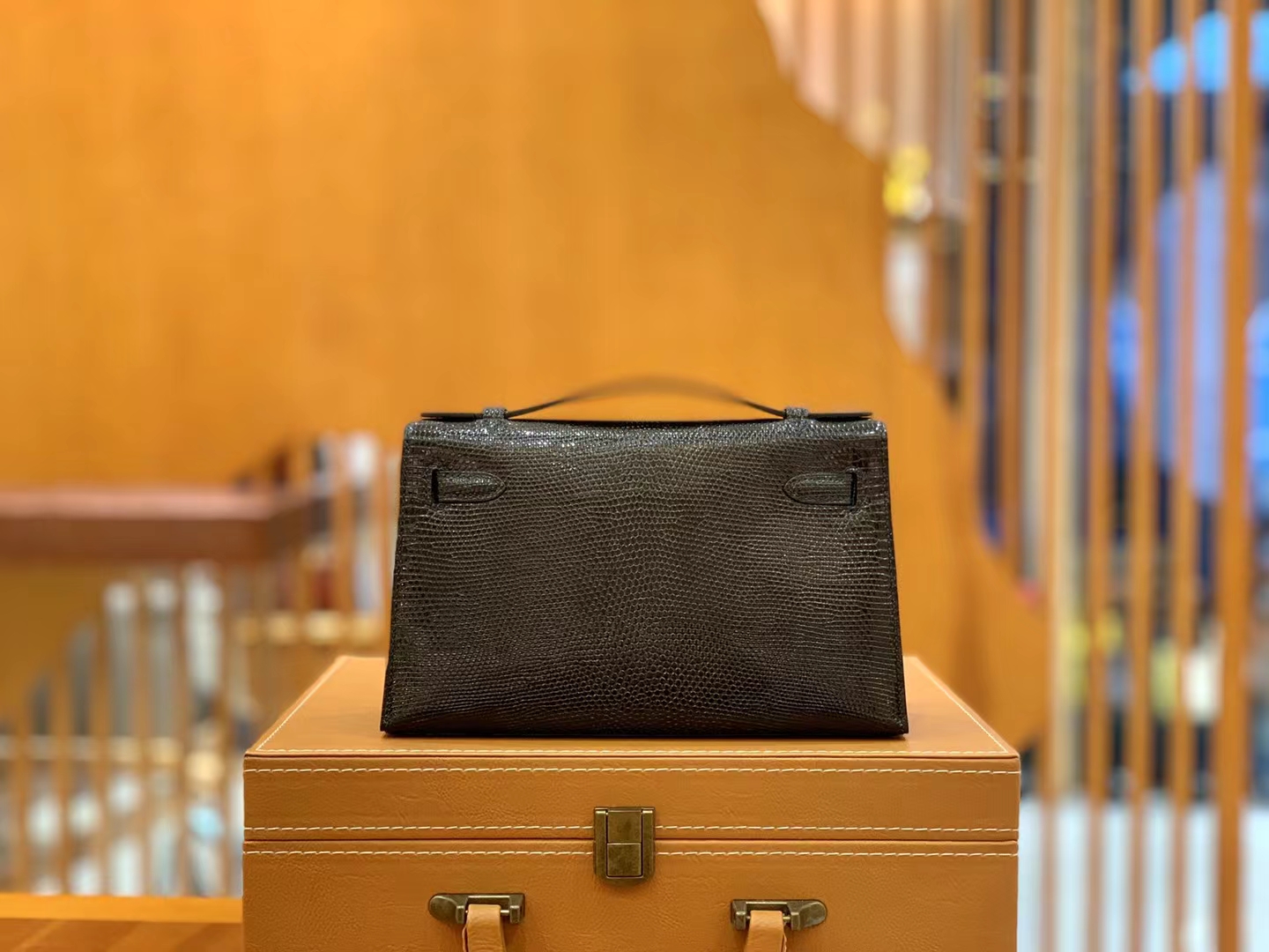 HERMES 爱马仕 Mini kelly 一代 Kelly Pochette 南非野生巨蜥 CC89 经典黑 Nior 进口蜜蜡线 全手工制作