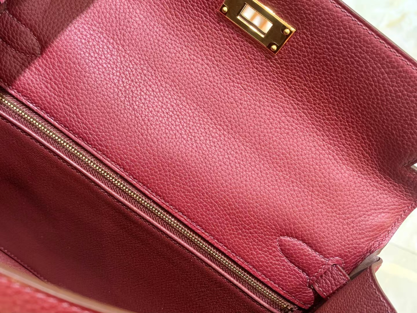HERMES 爱马仕 kelly 25 Togo F5 Bourgogne酒红色