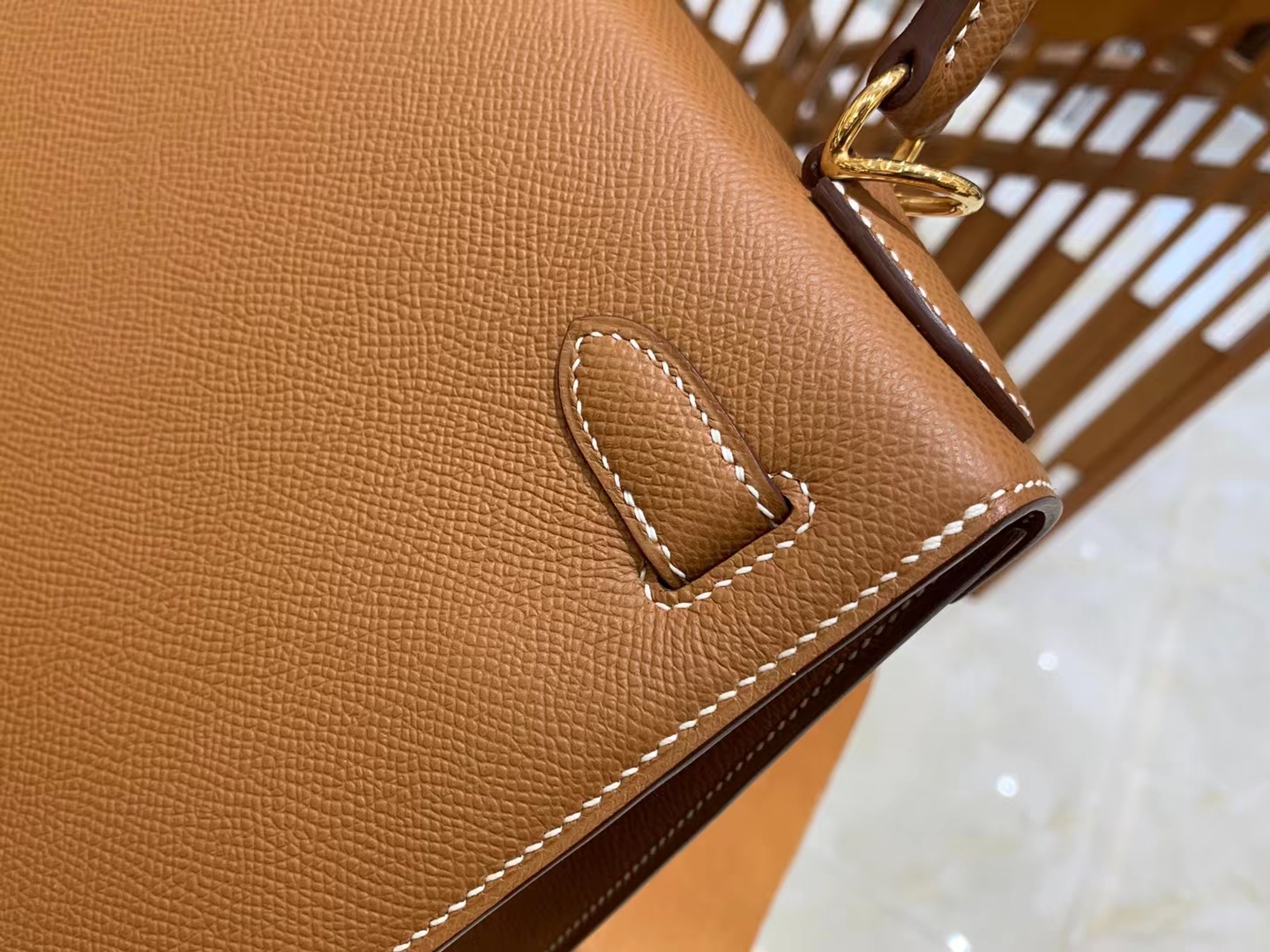 HERMES 爱马仕 kelly 28 Epsom CK37金棕色