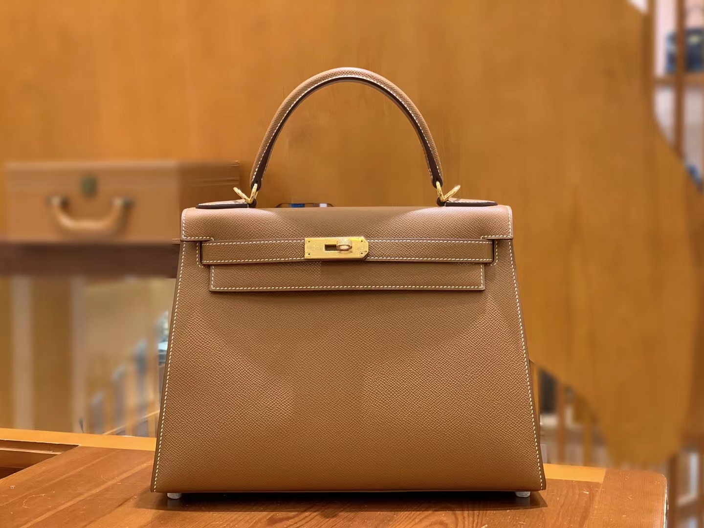 HERMES 爱马仕 kelly 28 Epsom CK37金棕色