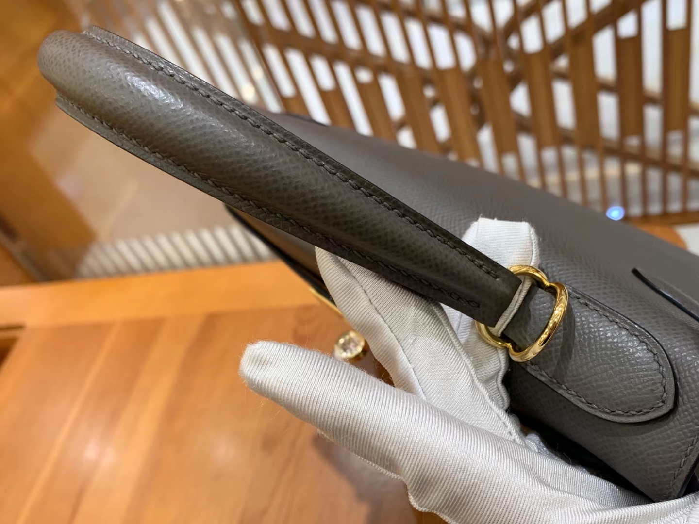 HERMES 爱马仕 kelly 28 Epsom 8F Etain 锡器灰