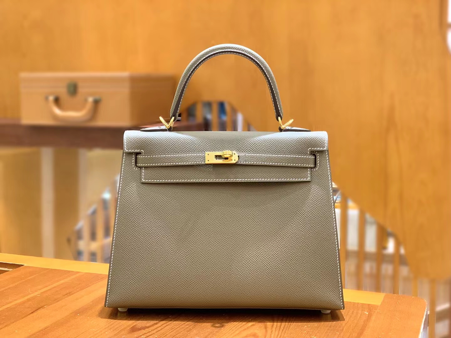 HERMES 爱马仕 kelly 25 Epsom 8C Gri Elephant 大象灰