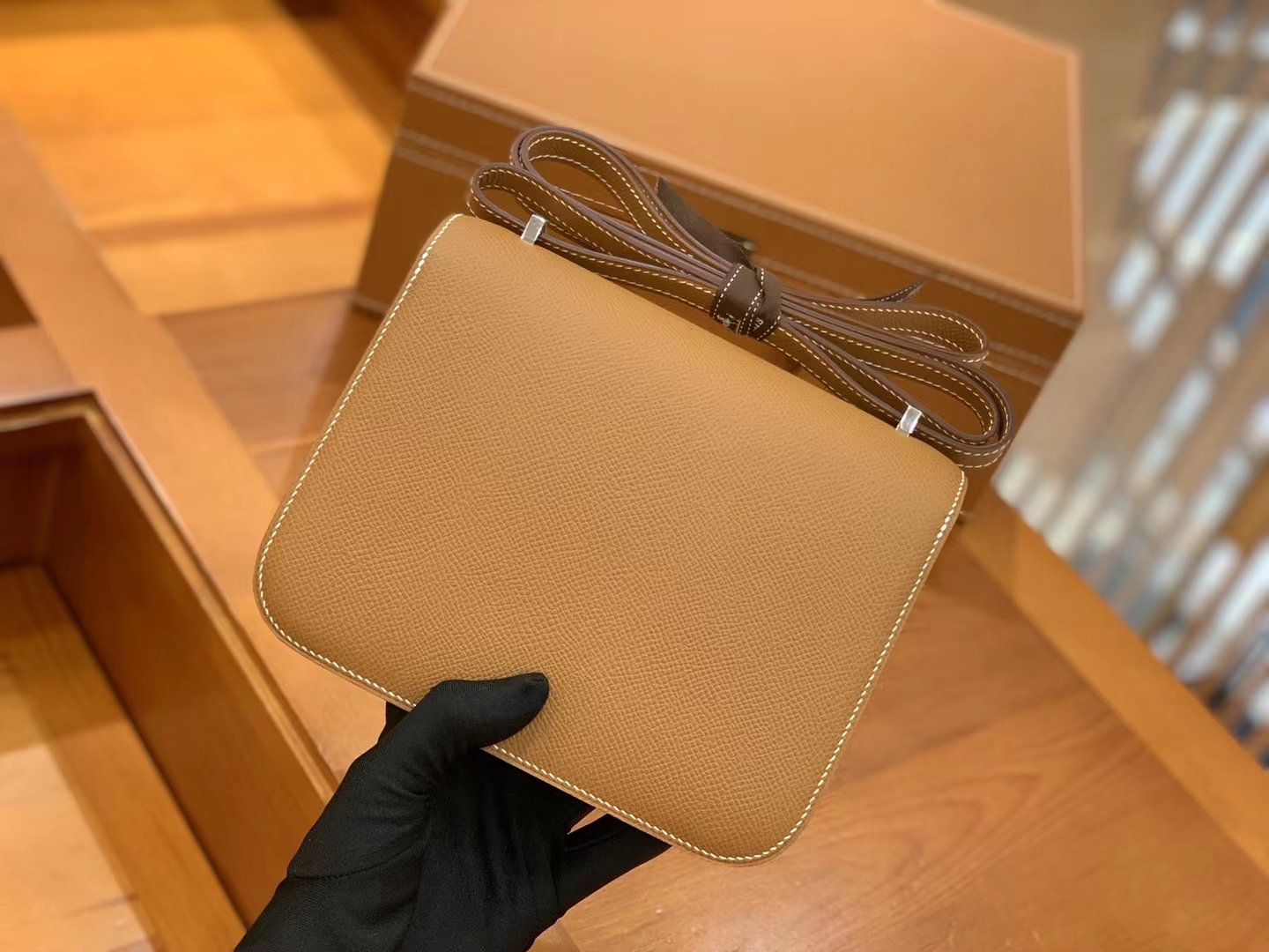 HERMES 爱马仕 Constance 康康 Epsom CK37 金棕色 19cm