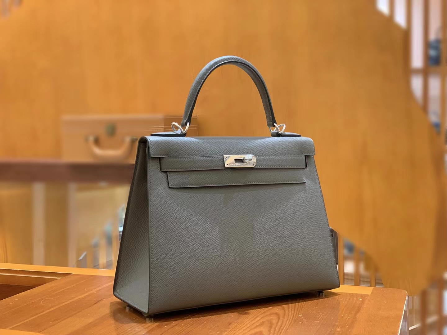 HERMES 爱马仕 kelly 28 Epsom 8F Etain 锡器灰