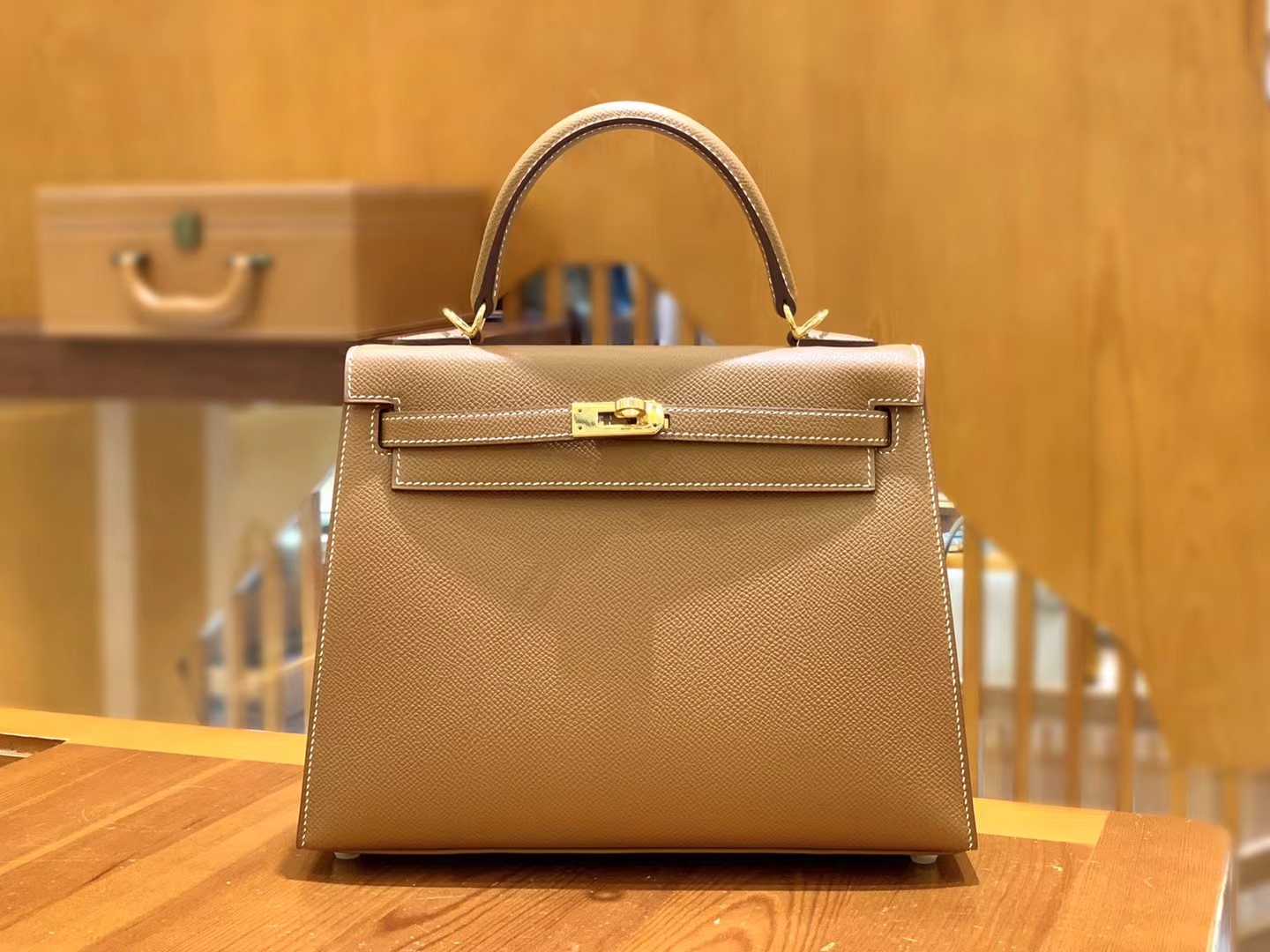 HERMES 爱马仕 kelly 25 Epsom CK37 金棕色