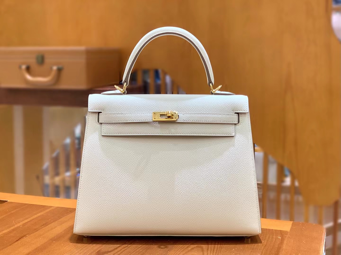 HERMES 爱马仕 kelly 25 Epsom 10 奶昔白
