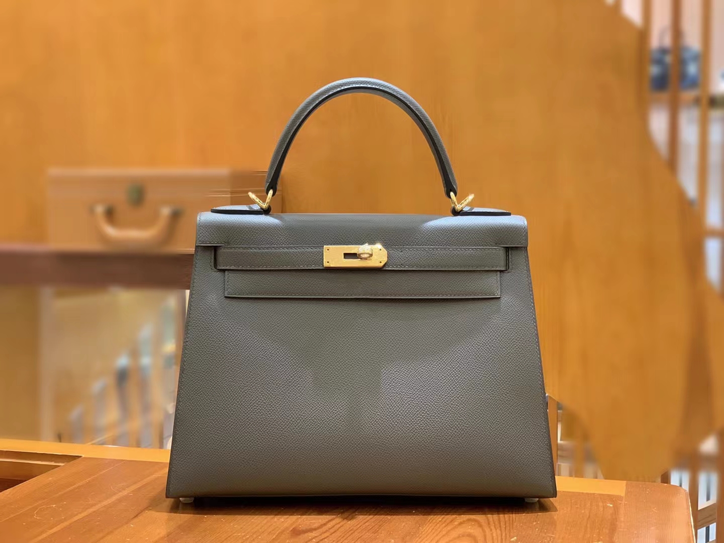 HERMES 爱马仕 kelly 28 Epsom 8F Etain 锡器灰
