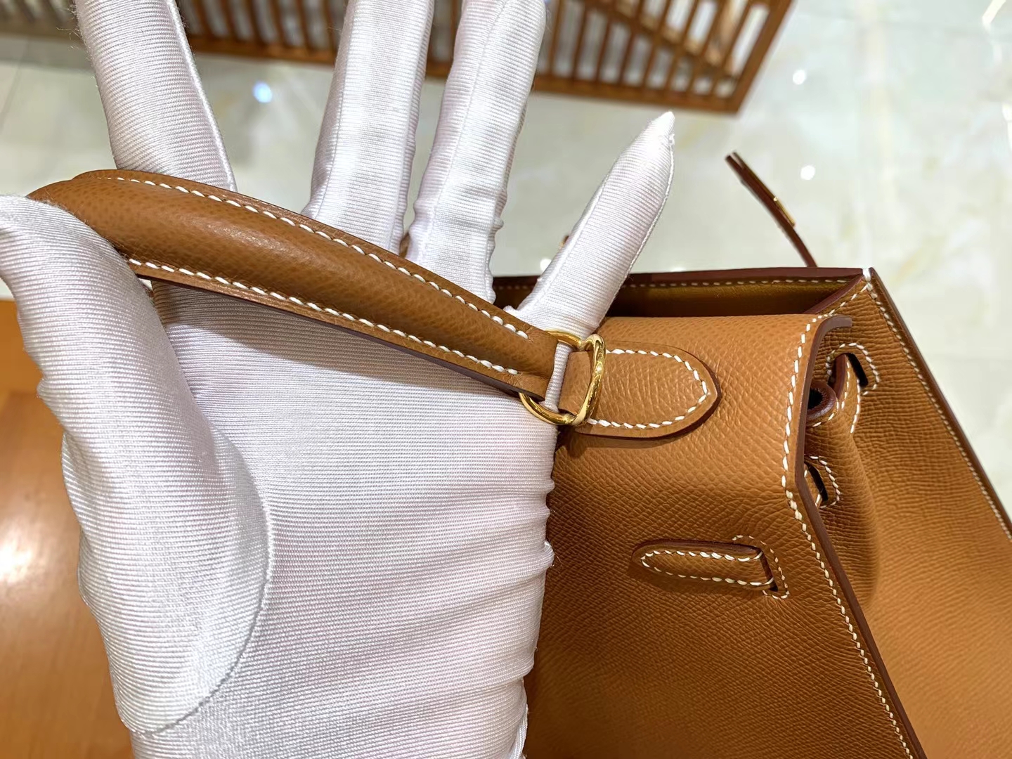 HERMES 爱马仕 kelly 25 Epsom CK37 金棕色