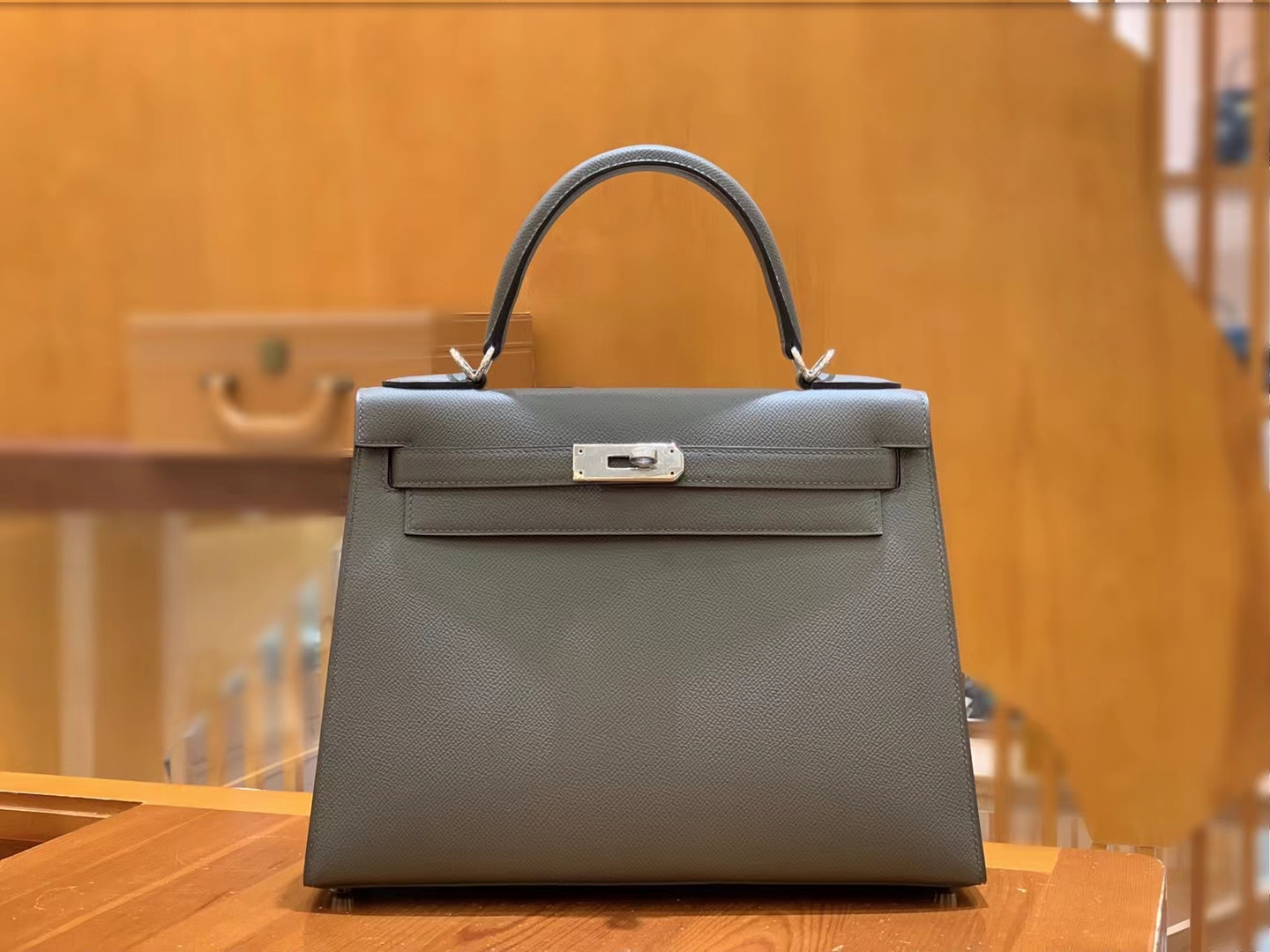 HERMES 爱马仕 kelly 28 Epsom 8F Etain 锡器灰