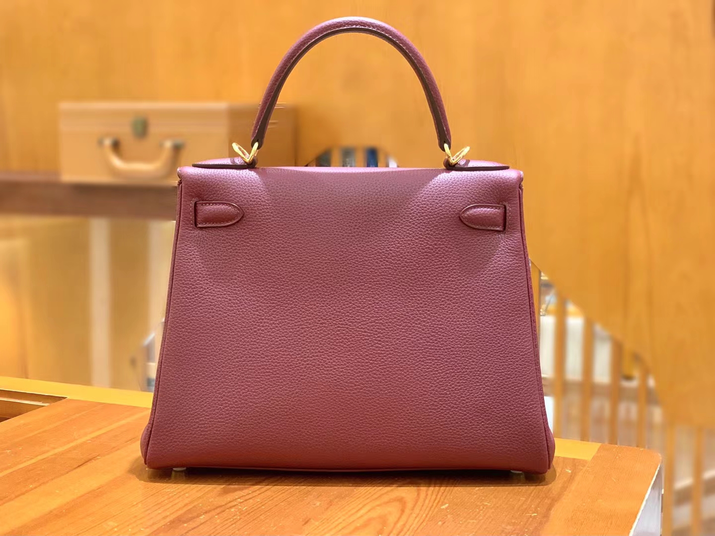 HERMES 爱马仕 kelly 25 Togo F5 Bourgogne酒红色