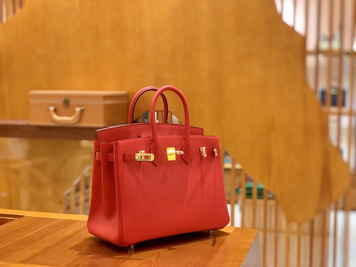 HERMES 爱马仕 Birkin 25CM Epsom Q5 Rouge 国旗红 进口蜜蜡线 全手工制作