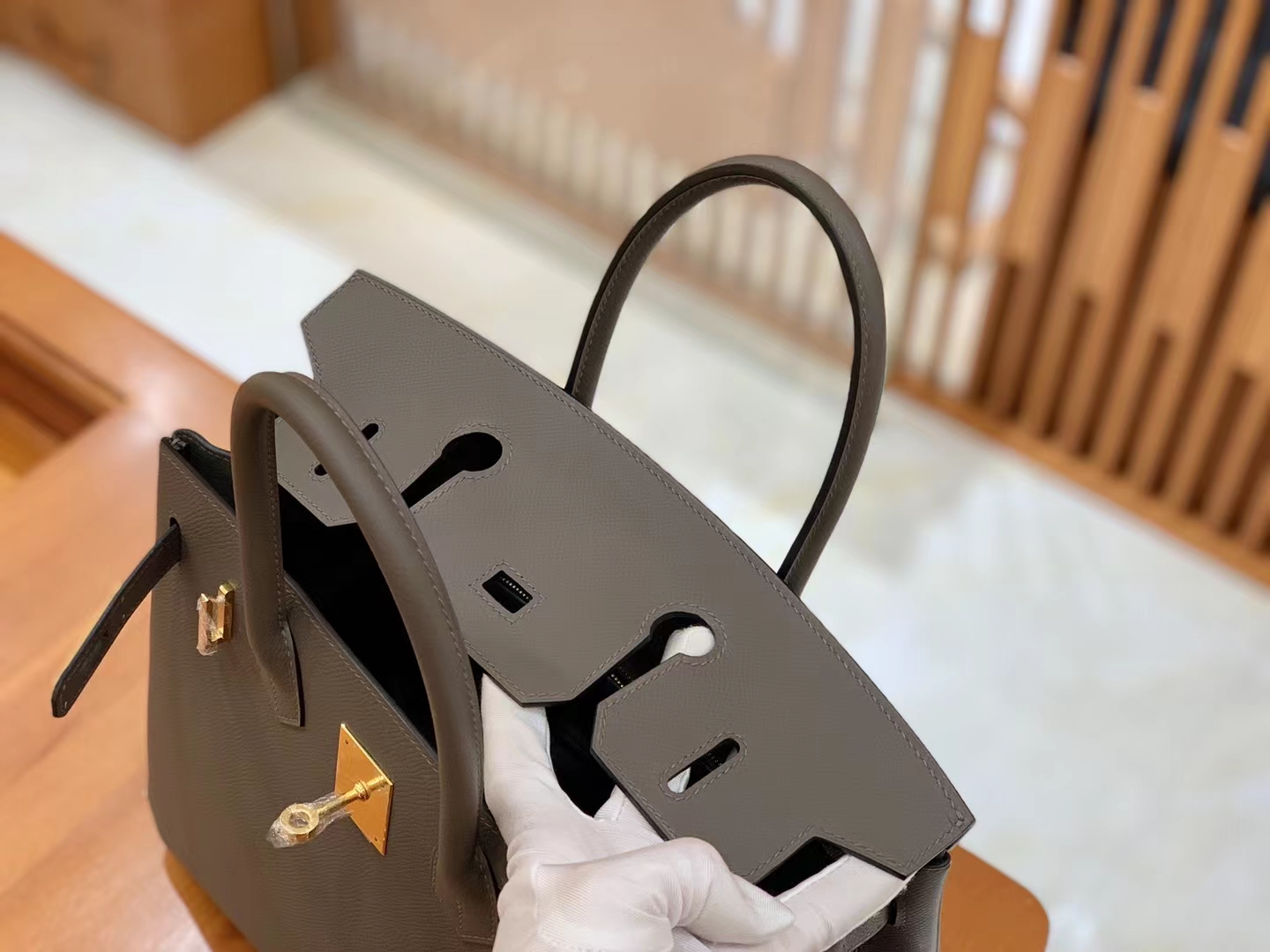 HERMES 爱马仕 Birkin 30CM Epsom 8C Gri Elephant 大象灰 进口蜜蜡线 全手工制作