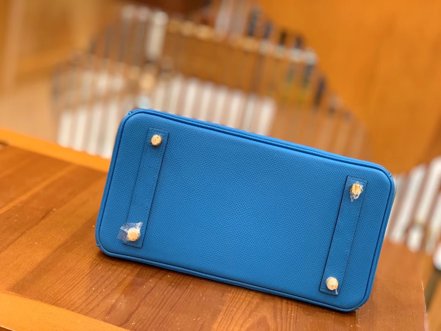 HERMES 爱马仕 Birkin 25CM Epsom 0F 弗里达蓝 进口蜜蜡线 全手工制作