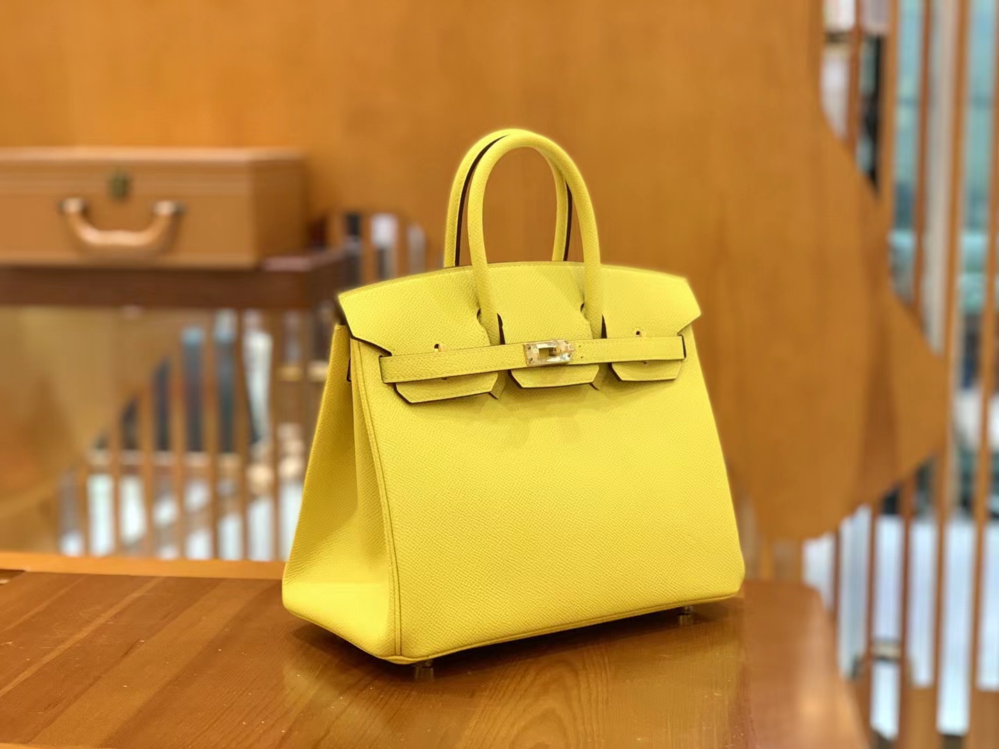 HERMES 爱马仕 Birkin 25CM Epsom 9O那不勒斯黄 进口蜜蜡线 全手工制作