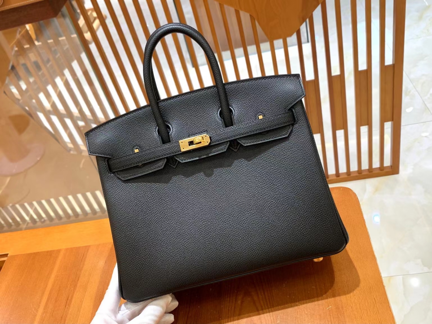 HERMES 爱马仕 Birkin 25CM Epsom CC89 Nior 经典黑 进口蜜蜡线 全手工制作