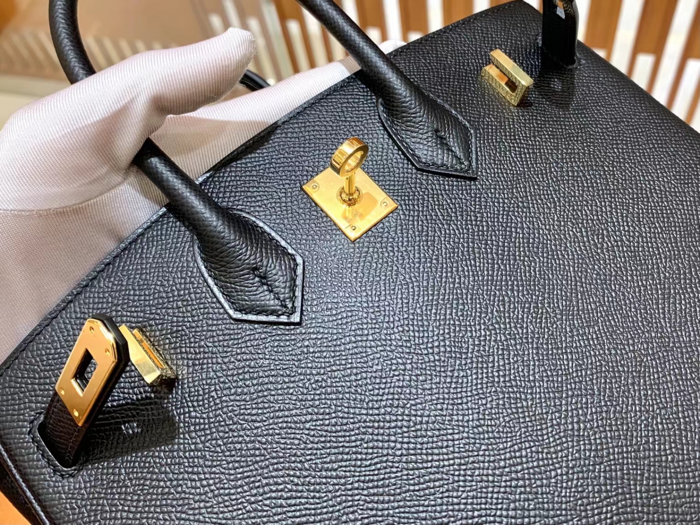 HERMES 爱马仕 Birkin 25CM Epsom CC89 Nior 经典黑 进口蜜蜡线 全手工制作