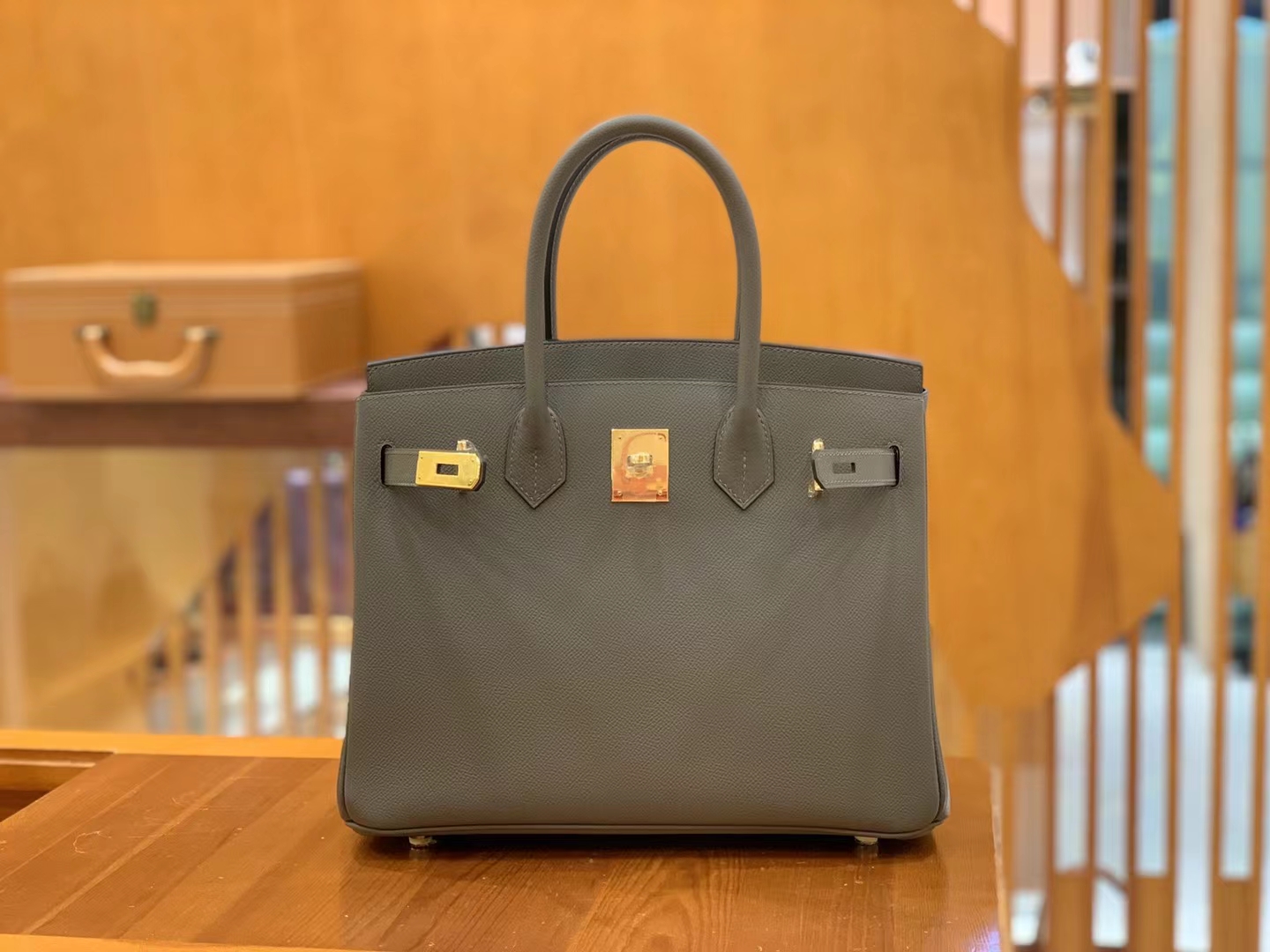 HERMES 爱马仕 Birkin 30CM Epsom 8C Gri Elephant 大象灰 进口蜜蜡线 全手工制作
