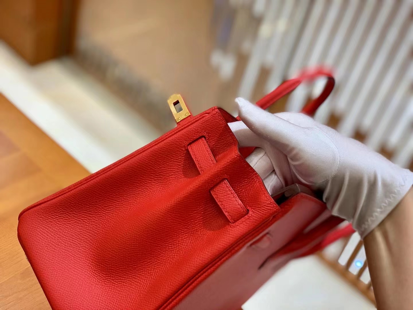 HERMES 爱马仕 Birkin 25CM Epsom Q5 Rouge 国旗红 进口蜜蜡线 全手工制作