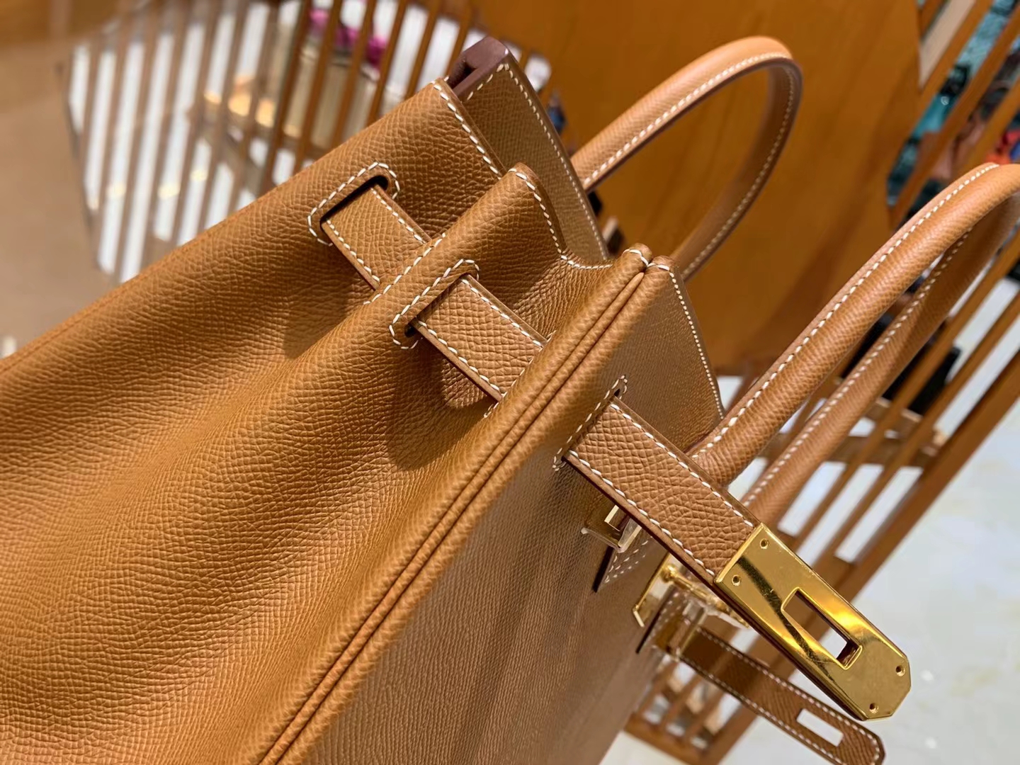HERMES 爱马仕 Birkin 30CM Epsom CK37 金棕色 进口蜜蜡线 全手工制作