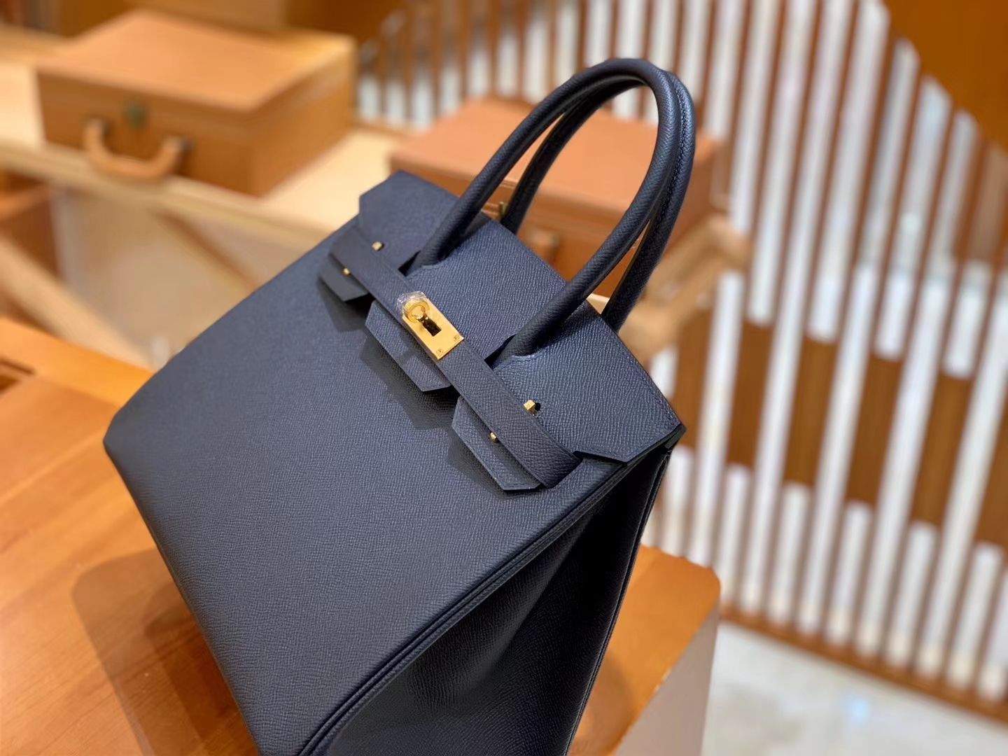 HERMES 爱马仕 Birkin 30CM Epsom 2Z 午夜蓝 进口蜜蜡线 全手工制作