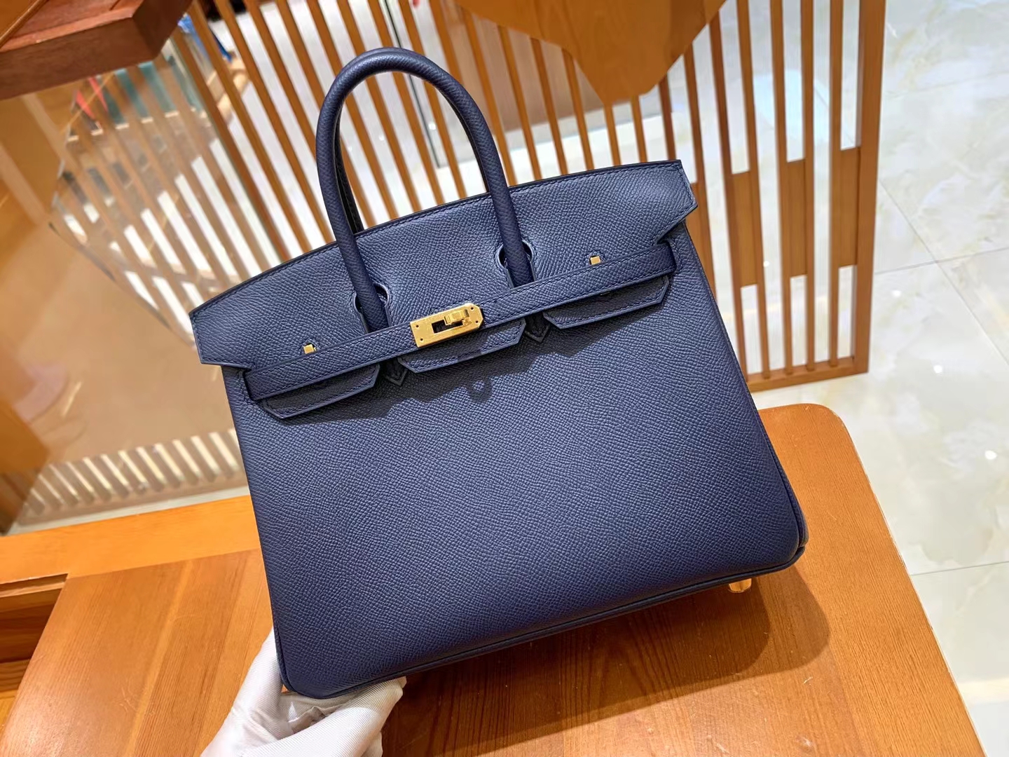 HERMES 爱马仕 Birkin 25CM Epsom 73 Blue Saphir  宝石蓝 进口蜜蜡线 全手工制作