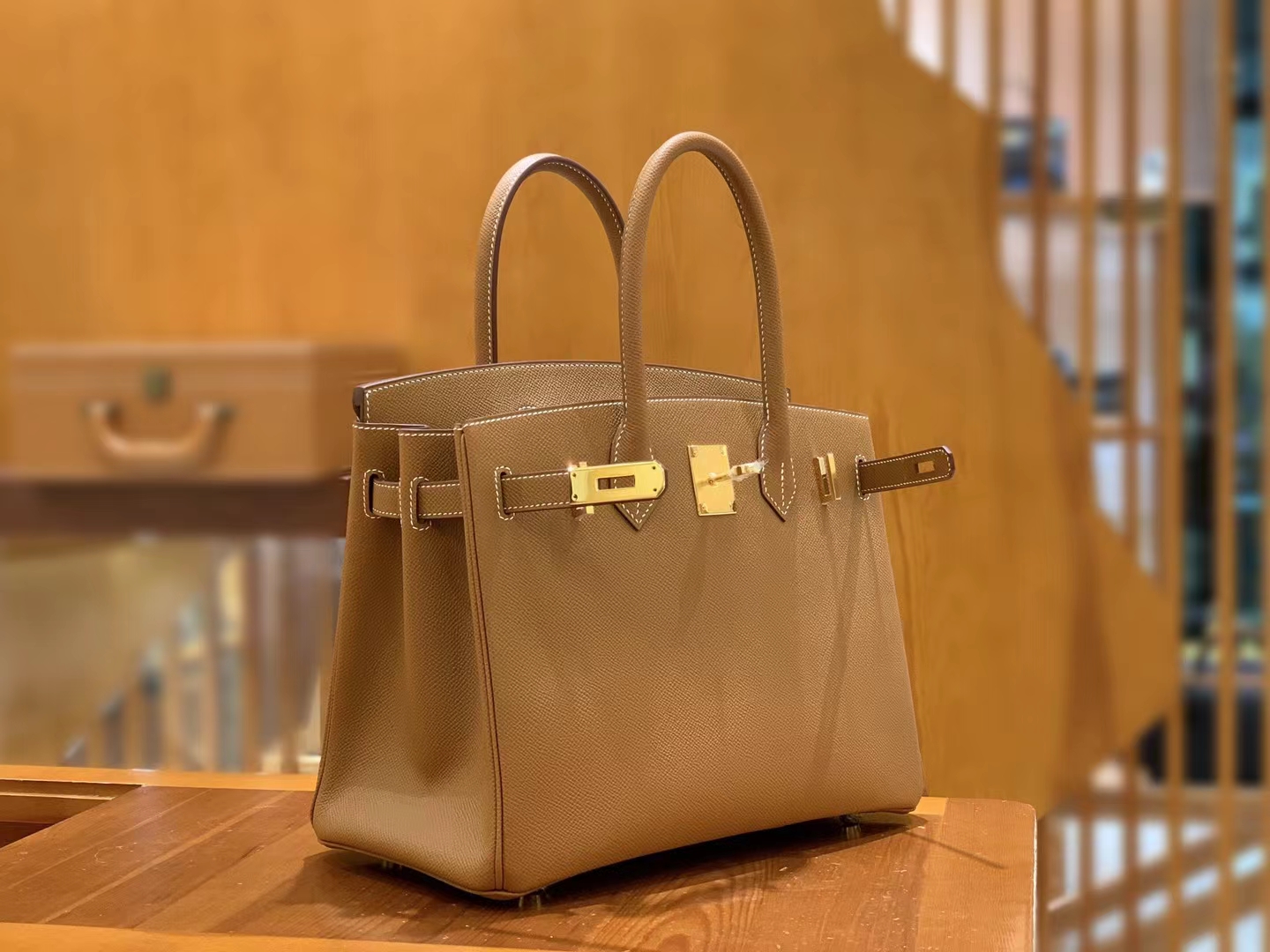 HERMES 爱马仕 Birkin 30CM Epsom CK37 金棕色 进口蜜蜡线 全手工制作