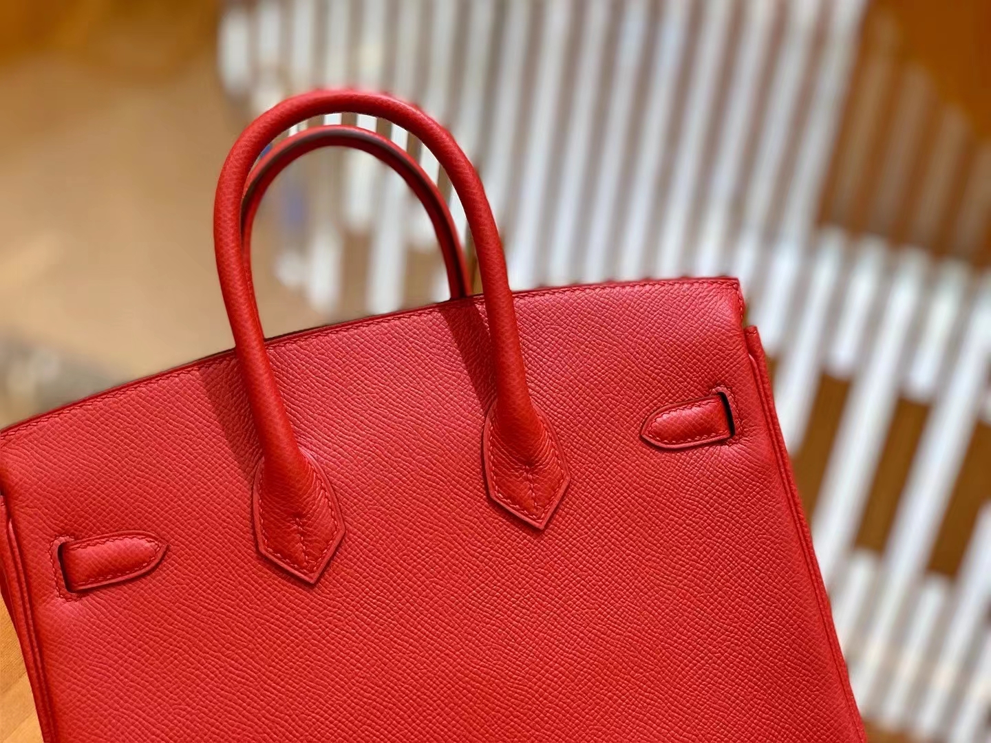 HERMES 爱马仕 Birkin 25CM Epsom Q5 Rouge 国旗红 进口蜜蜡线 全手工制作