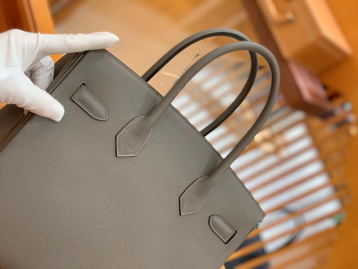 HERMES 爱马仕 Birkin 30CM Epsom 8C Gri Elephant 大象灰 进口蜜蜡线 全手工制作
