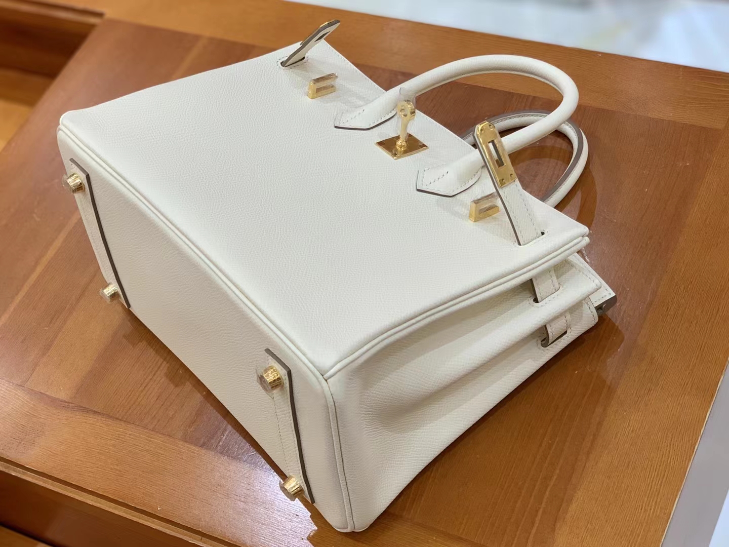HERMES 爱马仕 Birkin 25CM Epsom Craie 10 奶昔白 进口蜜蜡线 全手工制作