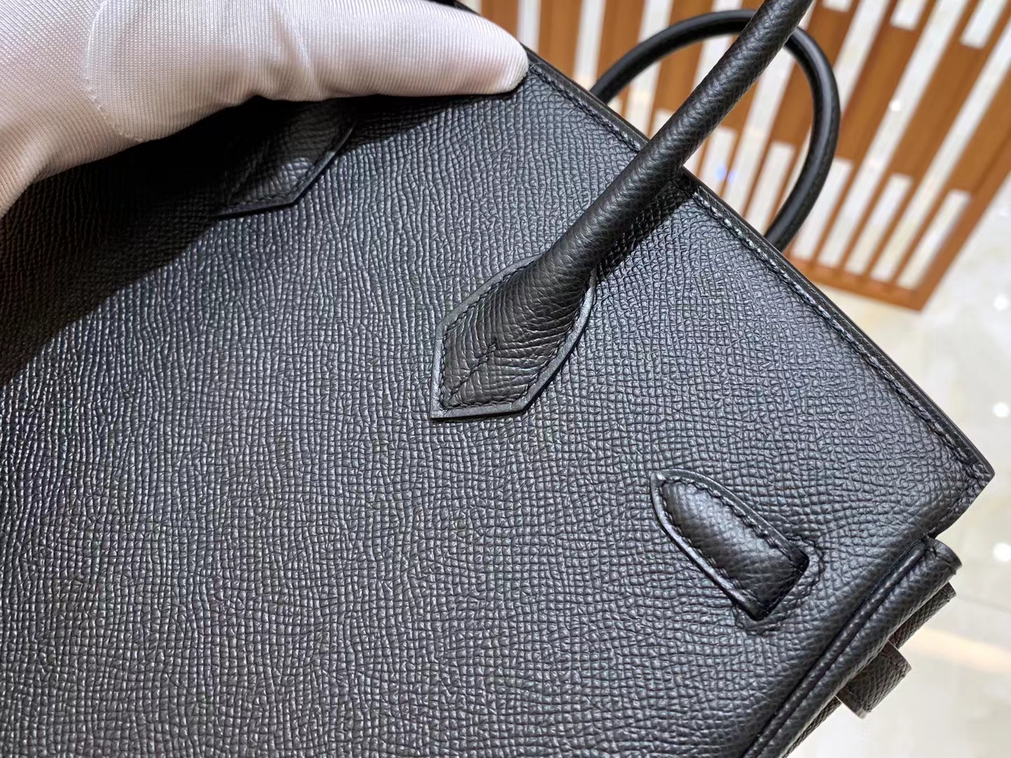 HERMES 爱马仕 Birkin 25CM Epsom CC89 Nior 经典黑 进口蜜蜡线 全手工制作