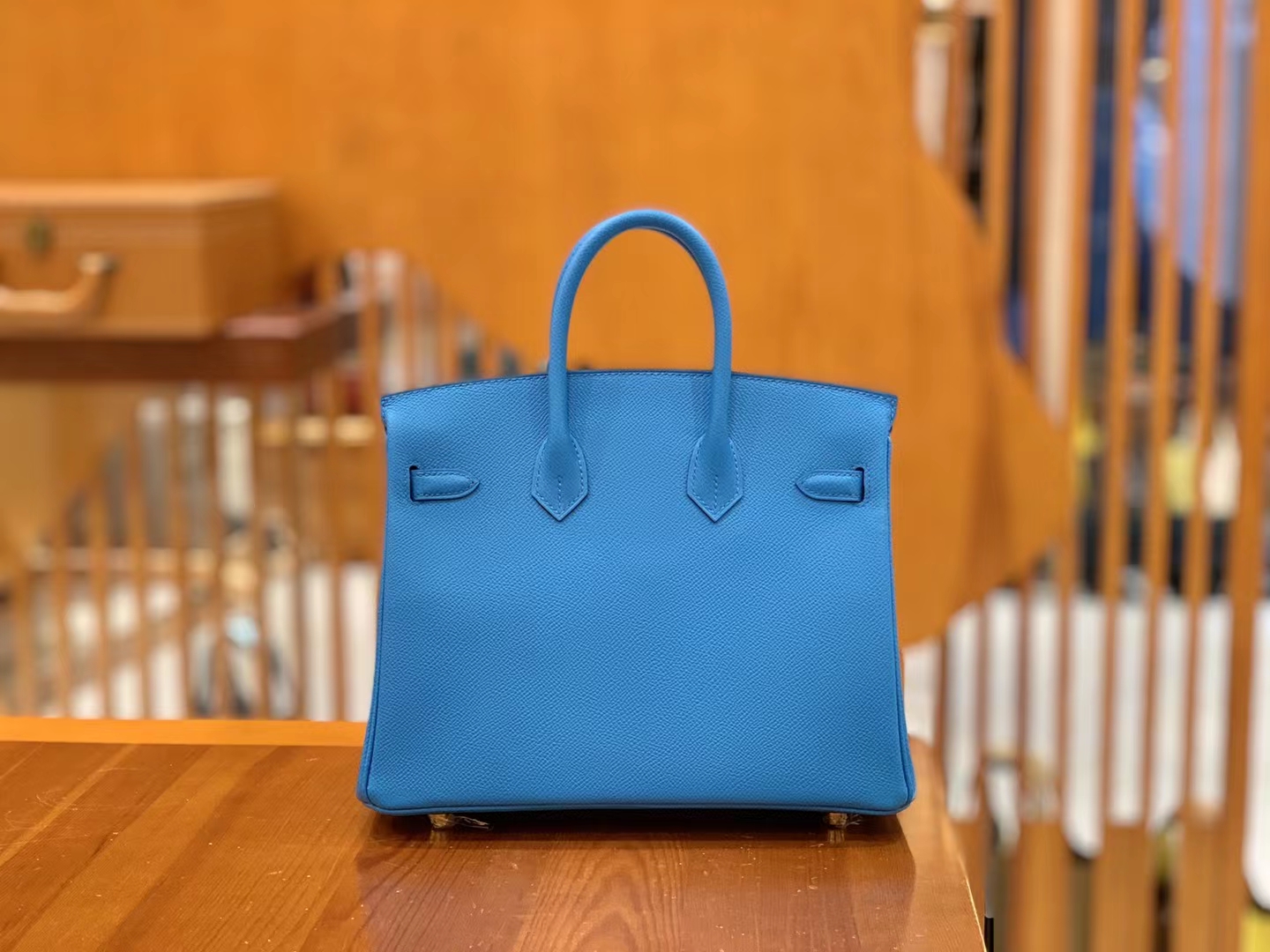 HERMES 爱马仕 Birkin 25CM Epsom 0F 弗里达蓝 进口蜜蜡线 全手工制作