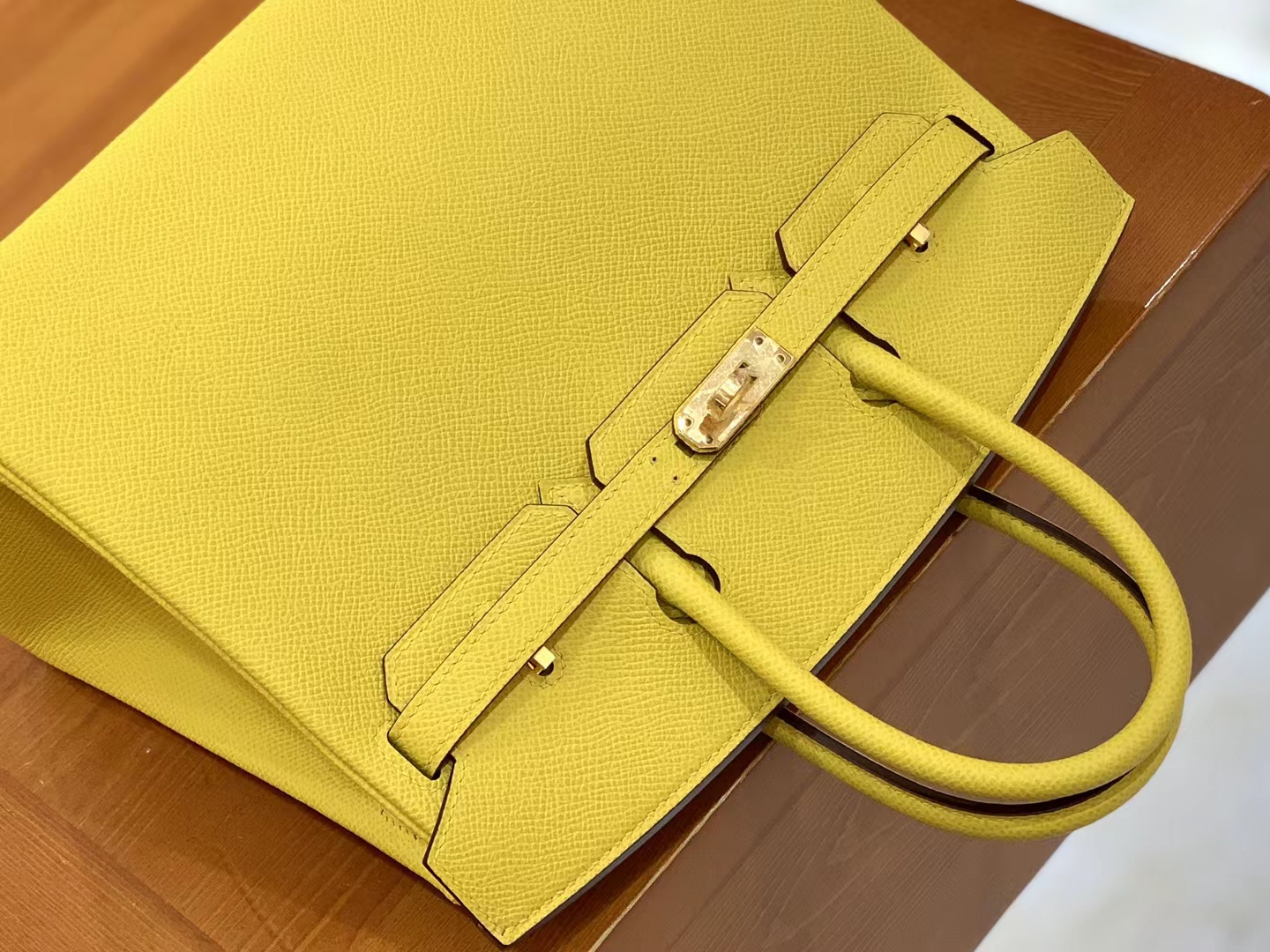 HERMES 爱马仕 Birkin 25CM Epsom 9O那不勒斯黄 进口蜜蜡线 全手工制作