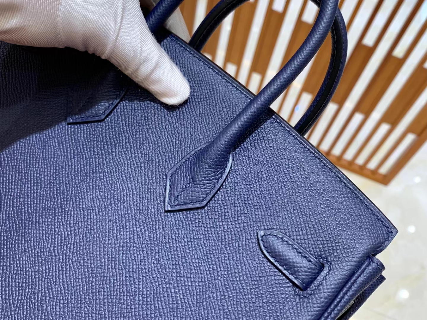 HERMES 爱马仕 Birkin 25CM Epsom 73 Blue Saphir  宝石蓝 进口蜜蜡线 全手工制作