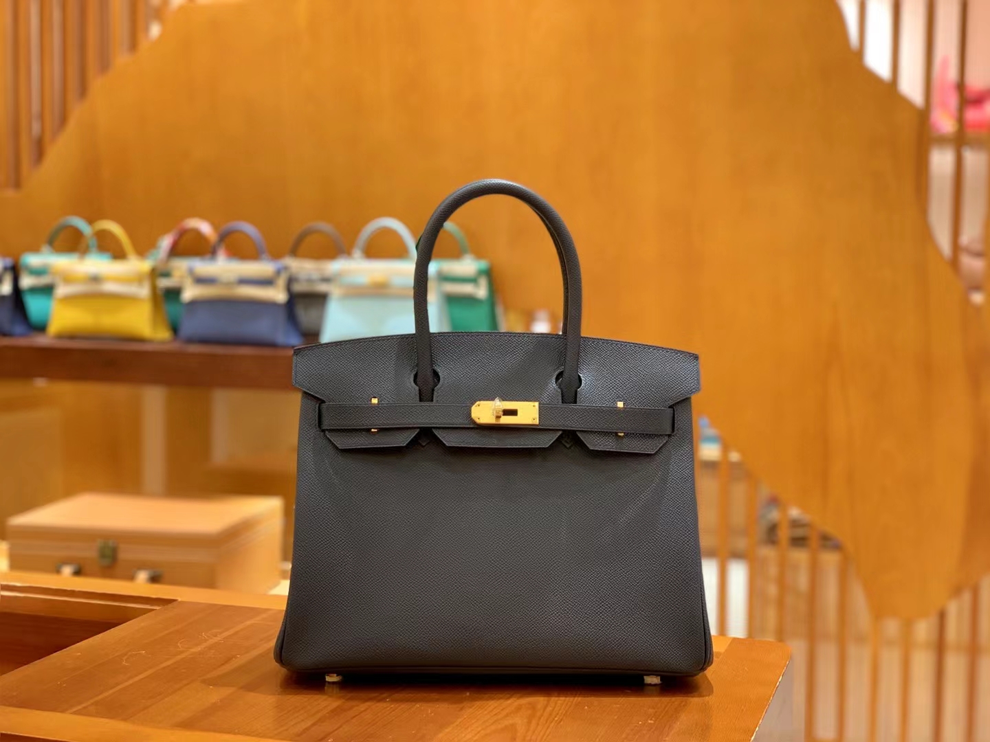 HERMES 爱马仕 Birkin 30CM Epsom 2Z 午夜蓝 进口蜜蜡线 全手工制作