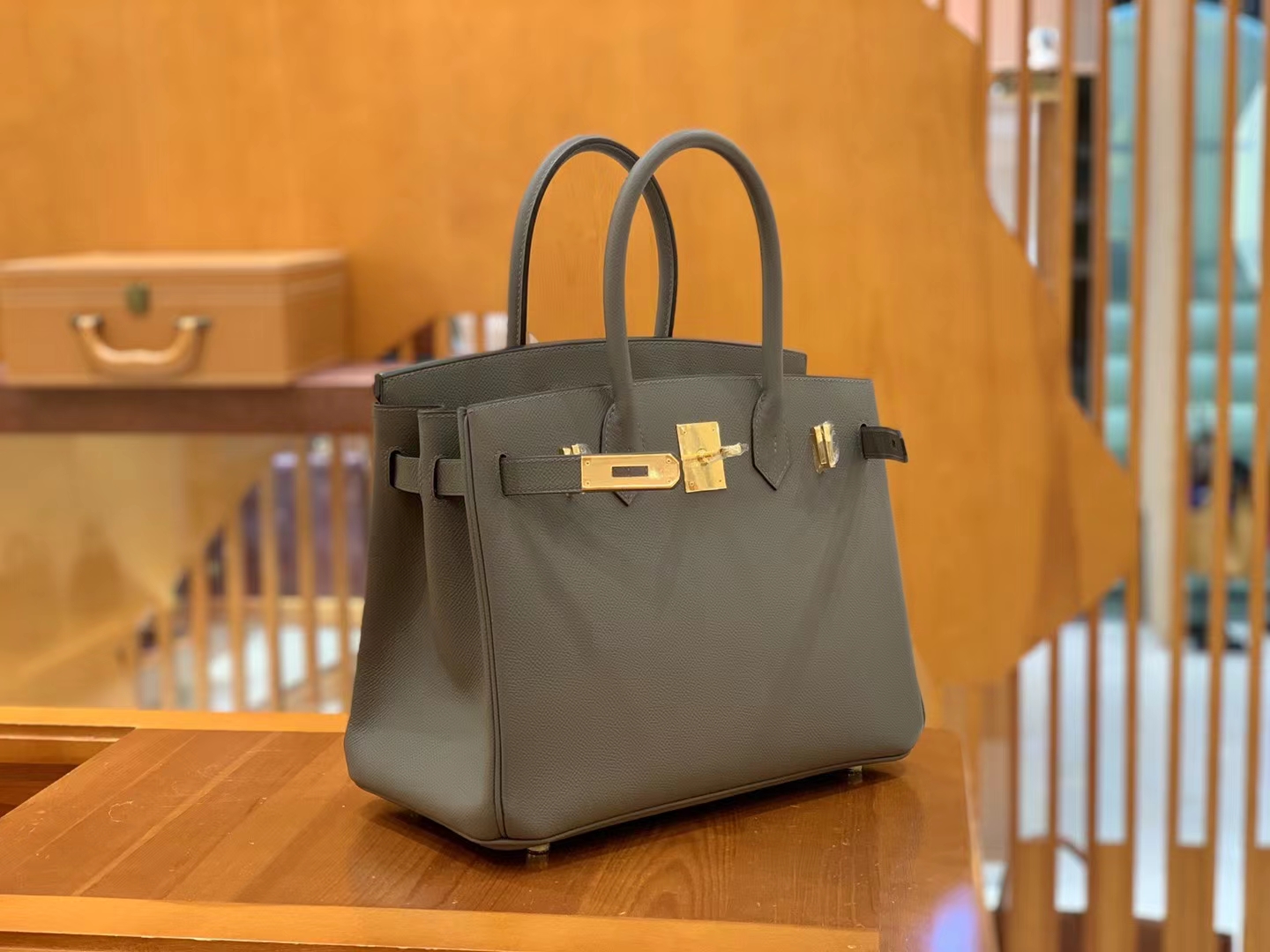 HERMES 爱马仕 Birkin 30CM Epsom 8C Gri Elephant 大象灰 进口蜜蜡线 全手工制作