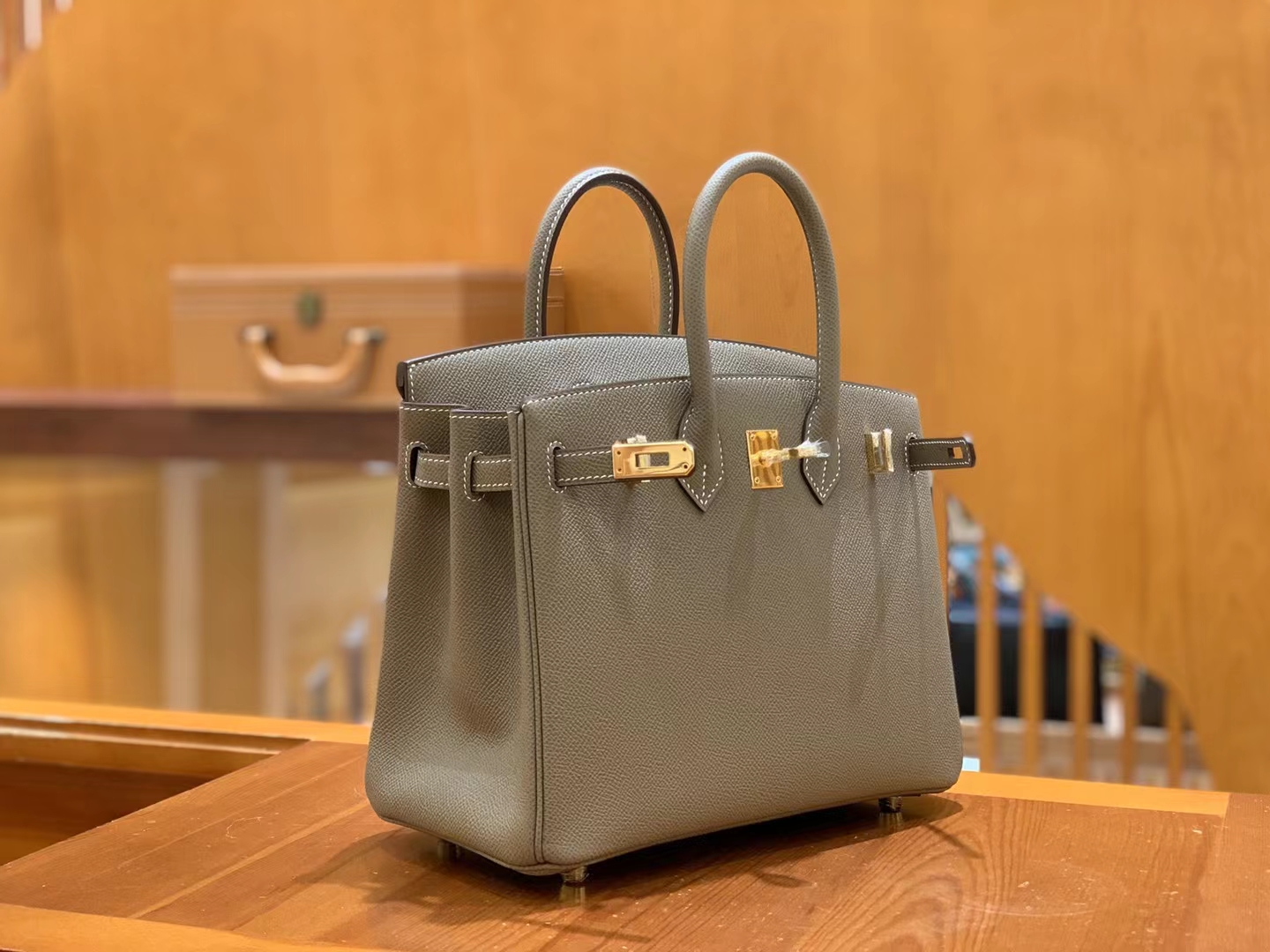 HERMES 爱马仕 Birkin 25CM Epsom 8C Gri Elephant 大象灰 进口蜜蜡线 全手工制作