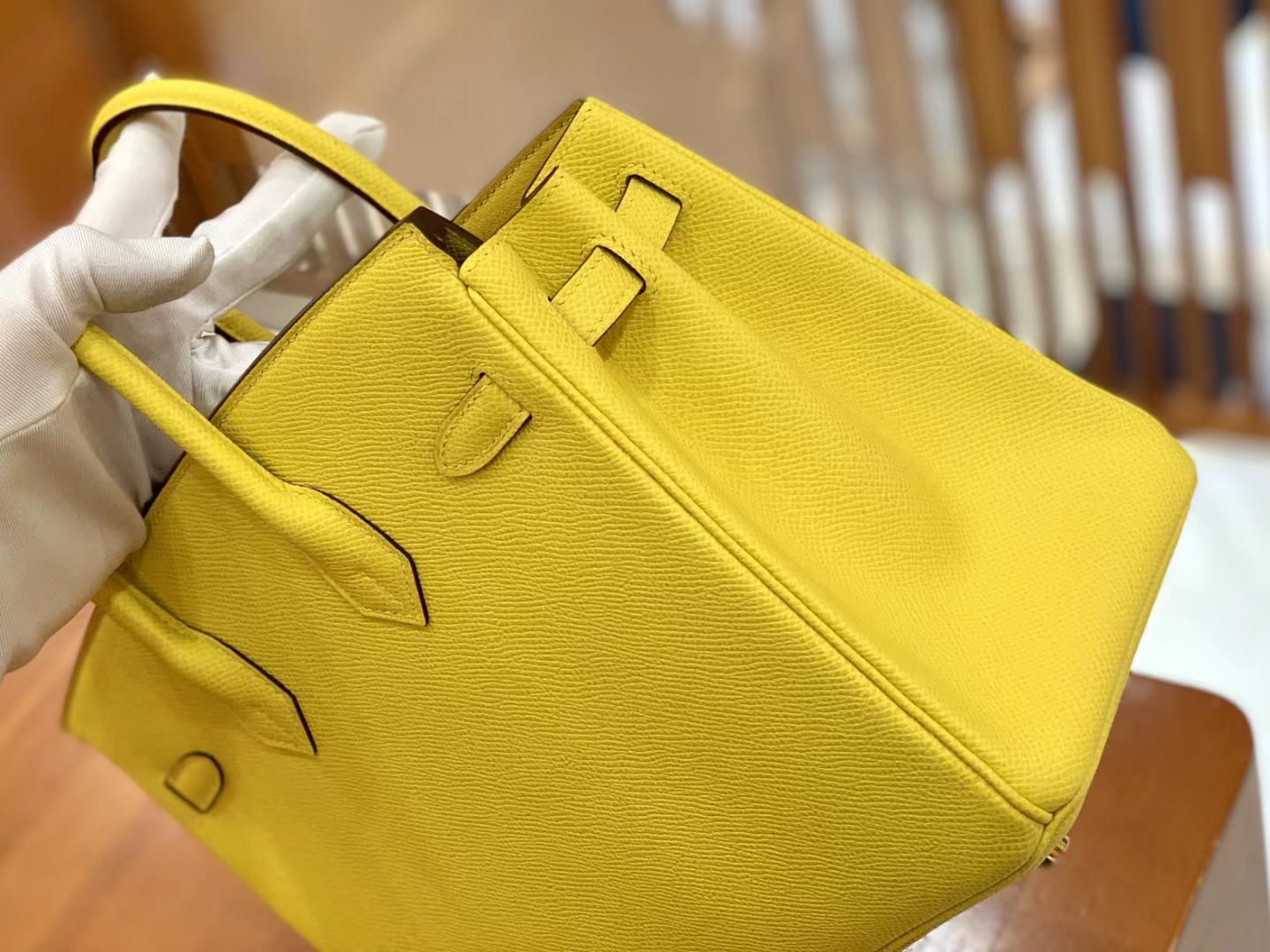HERMES 爱马仕 Birkin 25CM Epsom 9O那不勒斯黄 进口蜜蜡线 全手工制作