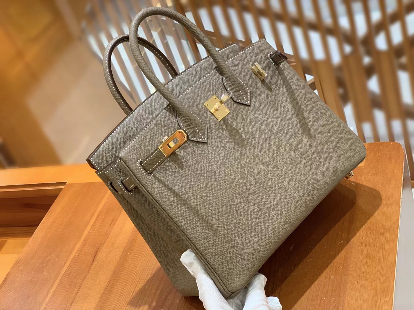 HERMES 爱马仕 Birkin 25CM Epsom 8C Gri Elephant 大象灰 进口蜜蜡线 全手工制作