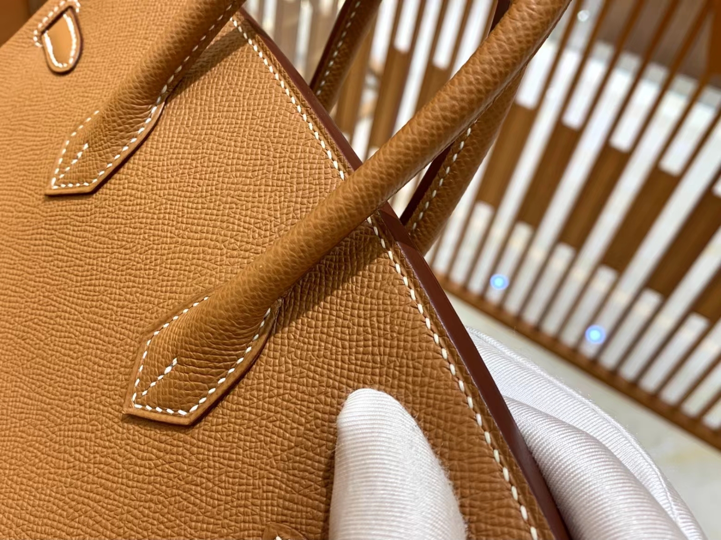 HERMES 爱马仕 Birkin 25CM Epsom CK37 金棕色 进口蜜蜡线 全手工制作