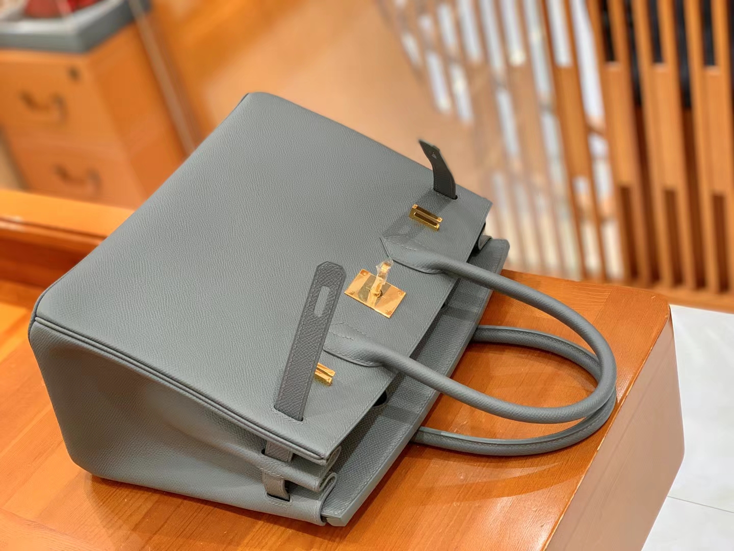 HERMES 爱马仕 Birkin 30CM Epsom 63 Vert Amande杏绿色 进口蜜蜡线 全手工制作