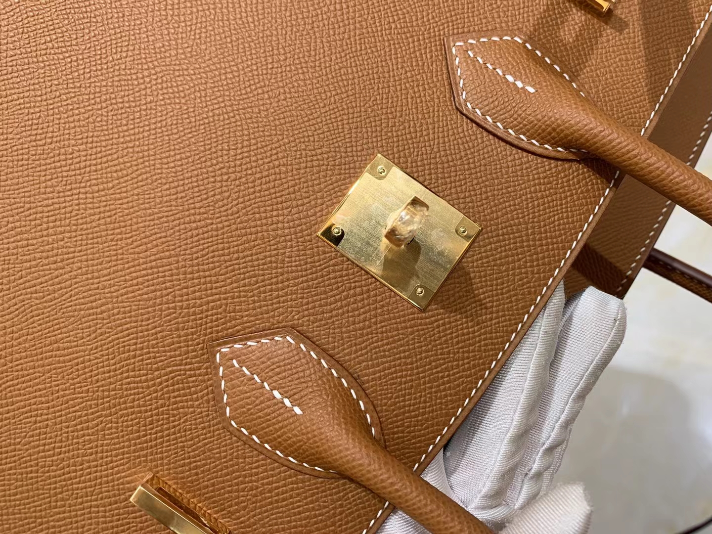 HERMES 爱马仕 Birkin 30CM Epsom CK37 金棕色 进口蜜蜡线 全手工制作