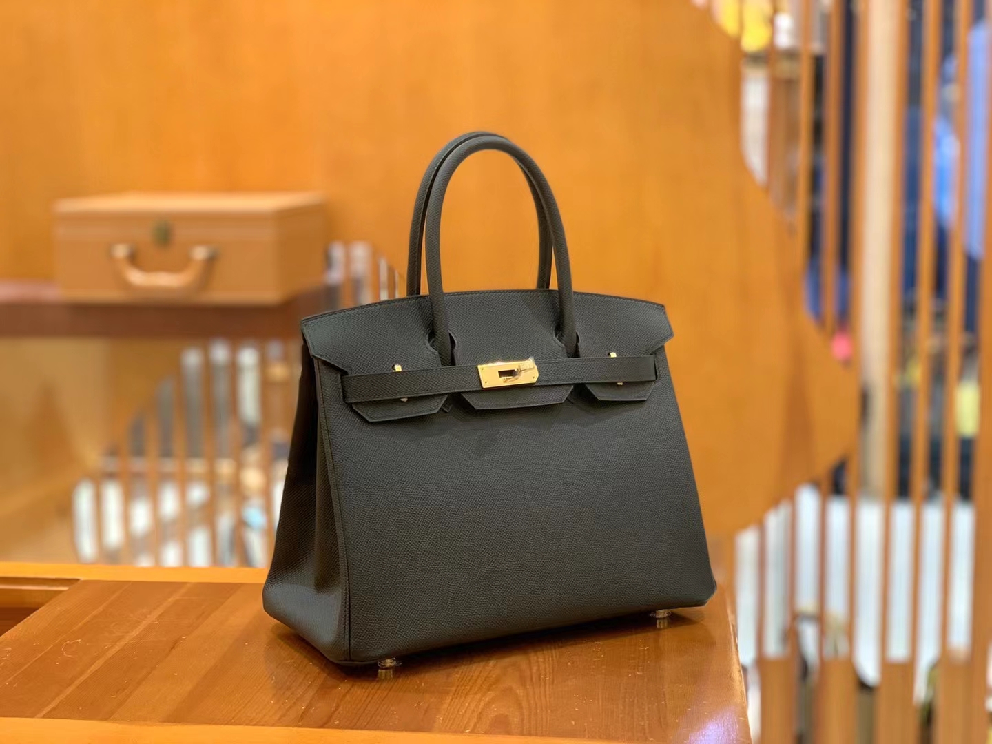 HERMES 爱马仕 Birkin 30CM Epsom CC89 Nior 经典黑 进口蜜蜡线 全手工制作