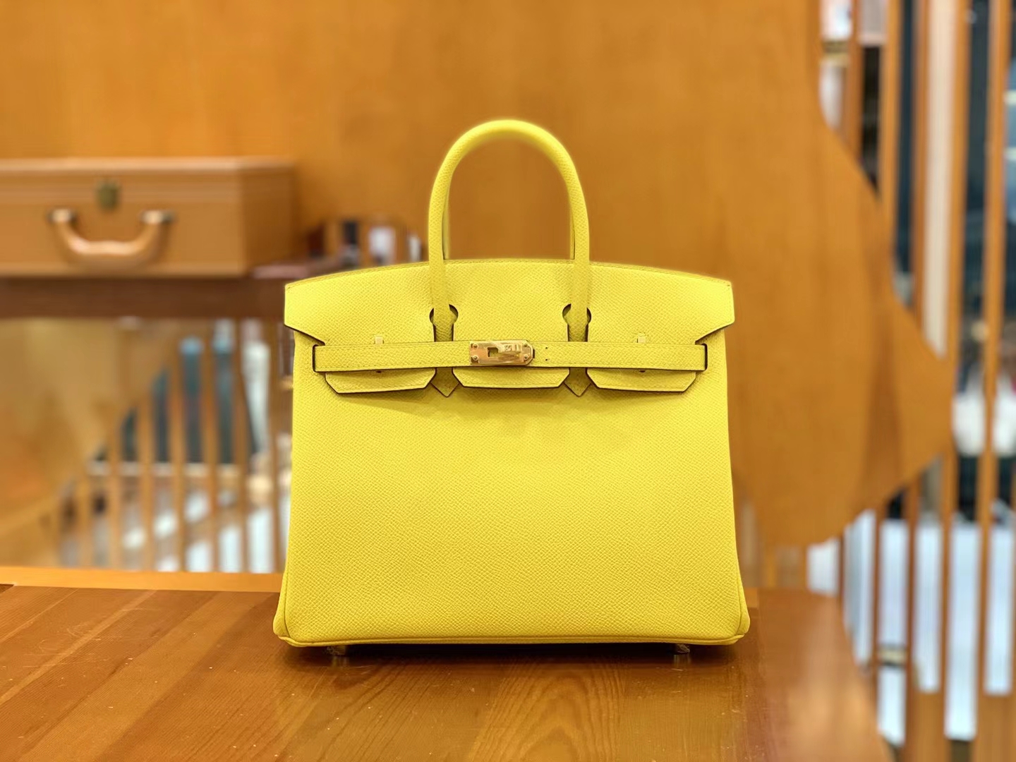 HERMES 爱马仕 Birkin 25CM Epsom 9O那不勒斯黄 进口蜜蜡线 全手工制作