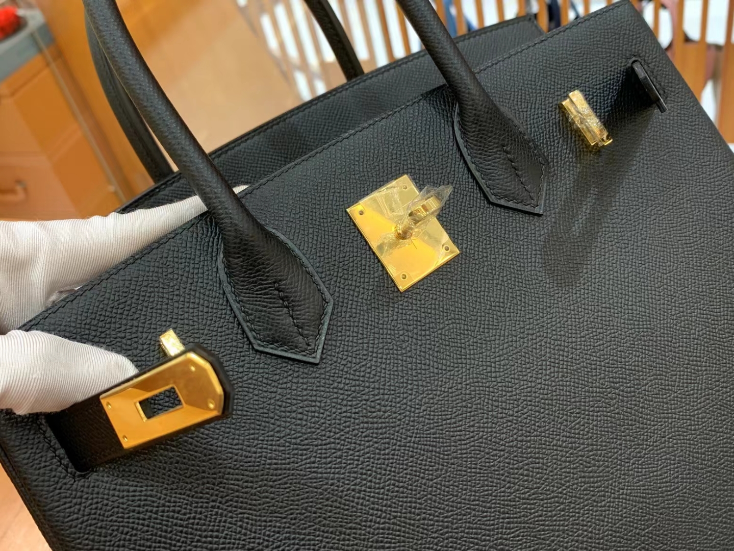 HERMES 爱马仕 Birkin 30CM Epsom CC89 Nior 经典黑 进口蜜蜡线 全手工制作