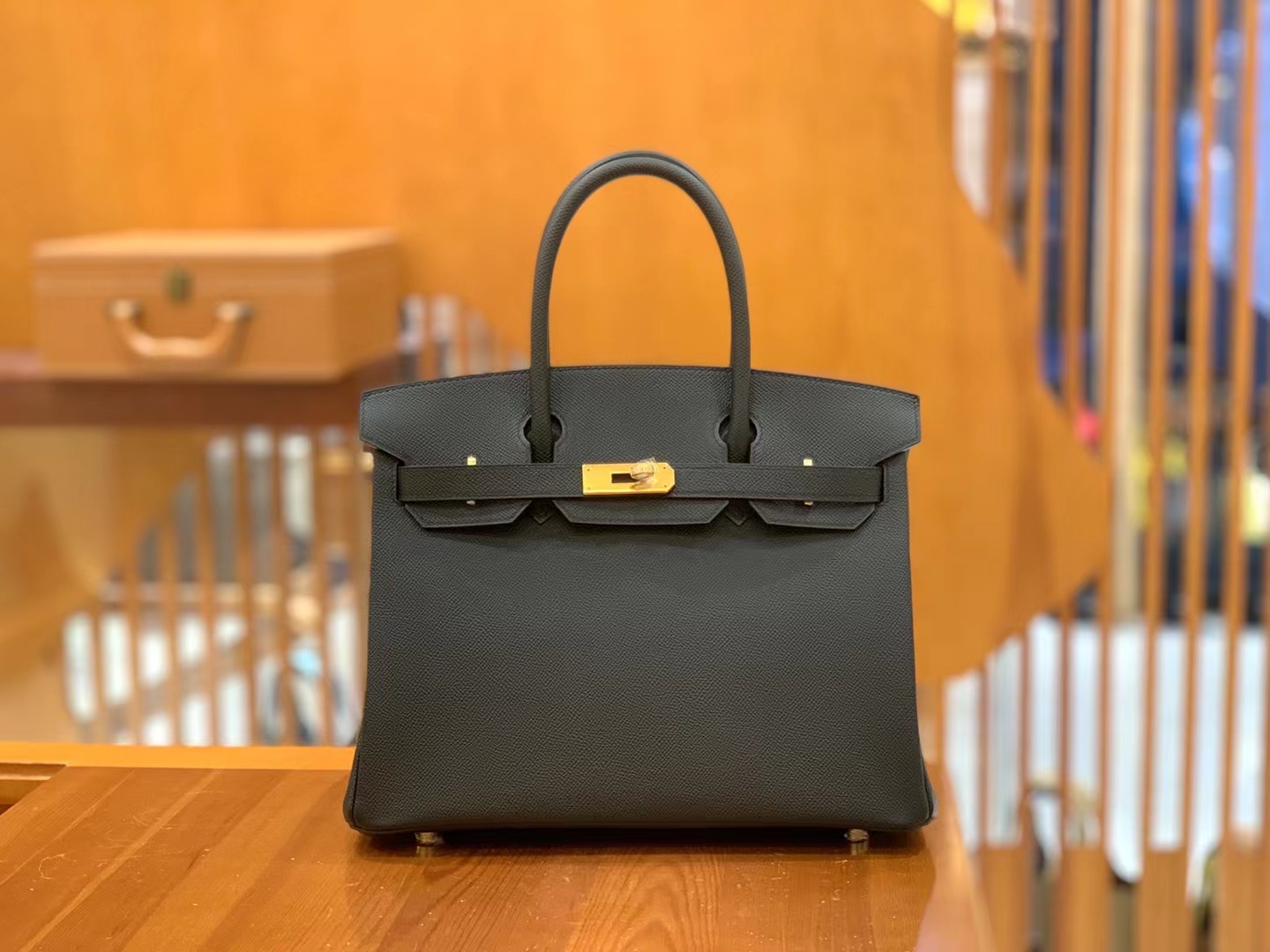 HERMES 爱马仕 Birkin 30CM Epsom CC89 Nior 经典黑 进口蜜蜡线 全手工制作