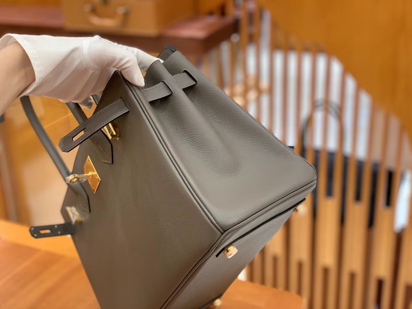 HERMES 爱马仕 Birkin 30CM Epsom 8C Gri Elephant 大象灰 进口蜜蜡线 全手工制作